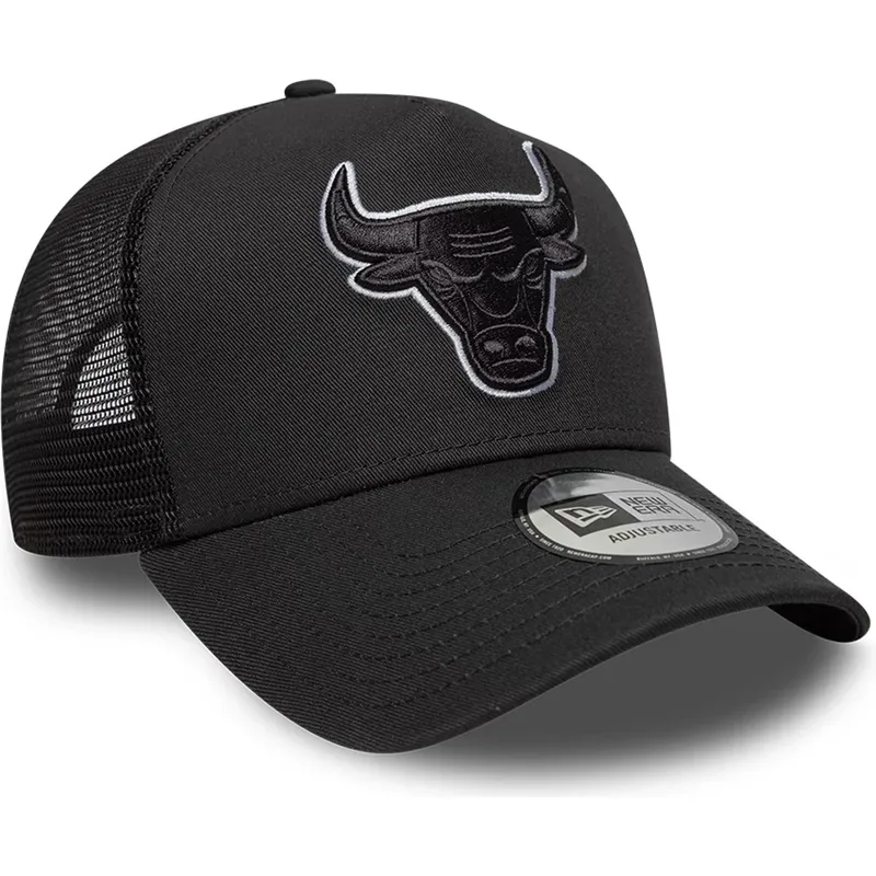 casquette-trucker-noire-avec-logo-noir-a-frame-outline-chicago-bulls-nba-new-era