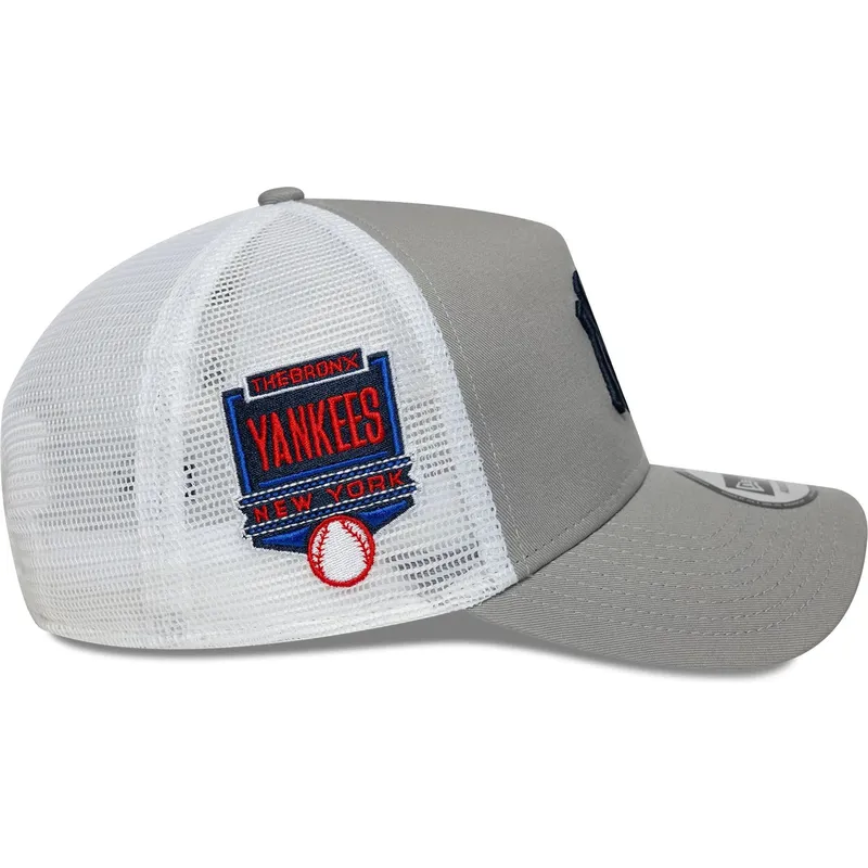 trucker-cap-grau-a-frame-side-patch-von-new-york-yankees-mlb-von-new-era