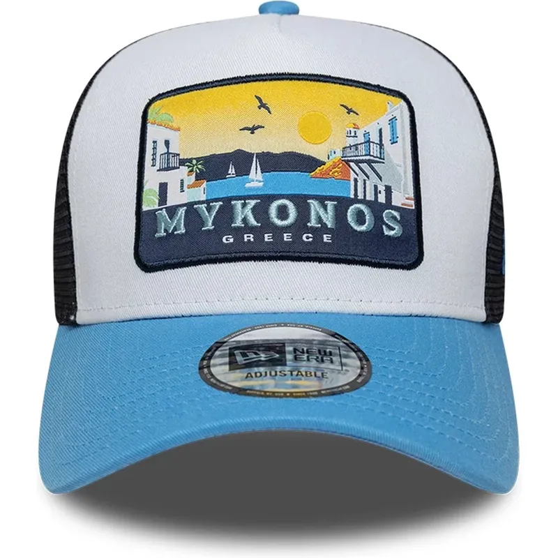 cepur-izliekta-truckeris-zils-snapback-a-frame-location-patch-no-mykonos-no-new-era