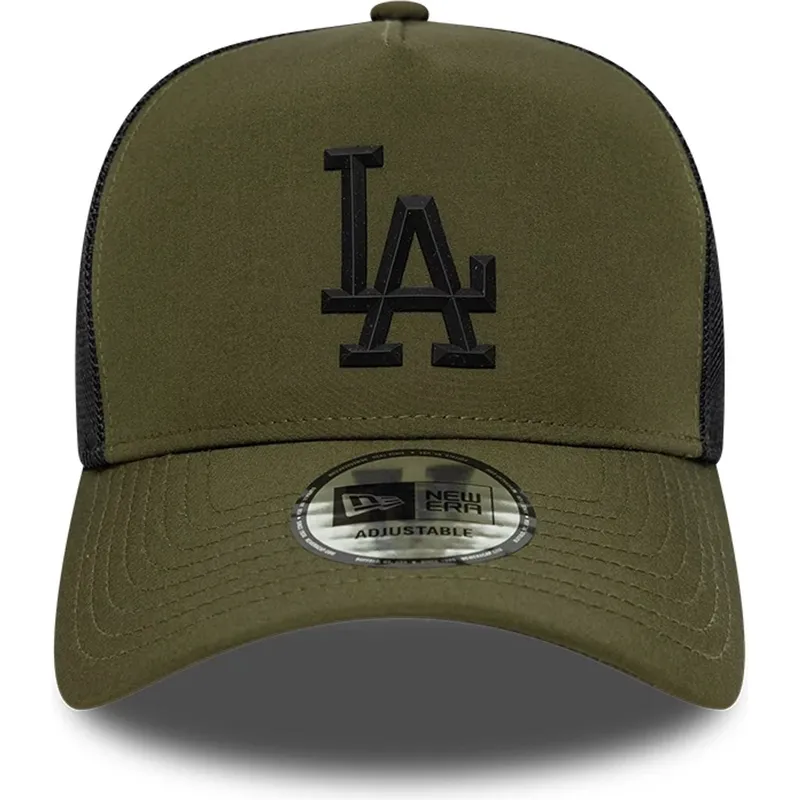 casquette-trucker-verte-avec-logo-noir-a-frame-sport-los-angeles-dodgers-mlb-new-era