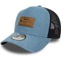 cepur-izliekta-soferis-zils-snapback-a-frame-denim-leather-patch-no-new-era