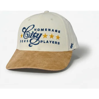 Gebogene khaki und braune Snapback-Kappe Suede Players Sport The Ball von Homenage