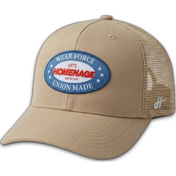 Cepur izliekta šoferis bēšs snapback The Trucker Union Workwear The no Homenage