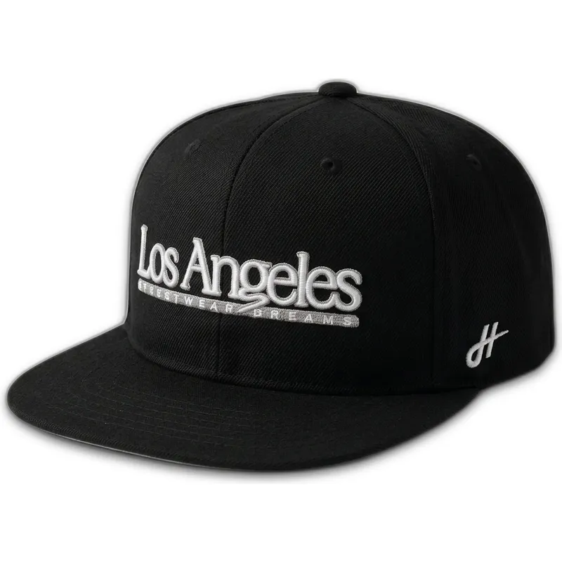 casquette-plate-noire-snapback-los-angeles-skylines-the-snap-homenage