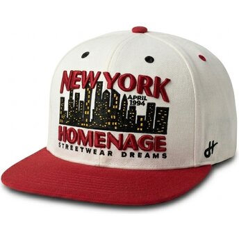 Casquette plate beige et rouge snapback NYSKY Skylines The Snap Homenage