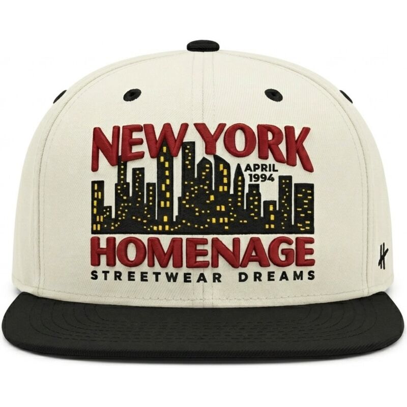 casquette-plate-beige-et-noire-snapback-nysky-skylines-the-snap-homenage