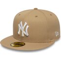 hellbraune-eng-anliegende-flat-cap-59fifty-league-essential-der-new-york-yankees-mlb-von-new-era