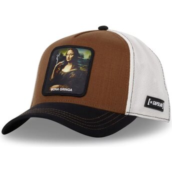 Capslab Mona Lisa ART MONA Mona Gringa Famous Brown Trucker Hat
