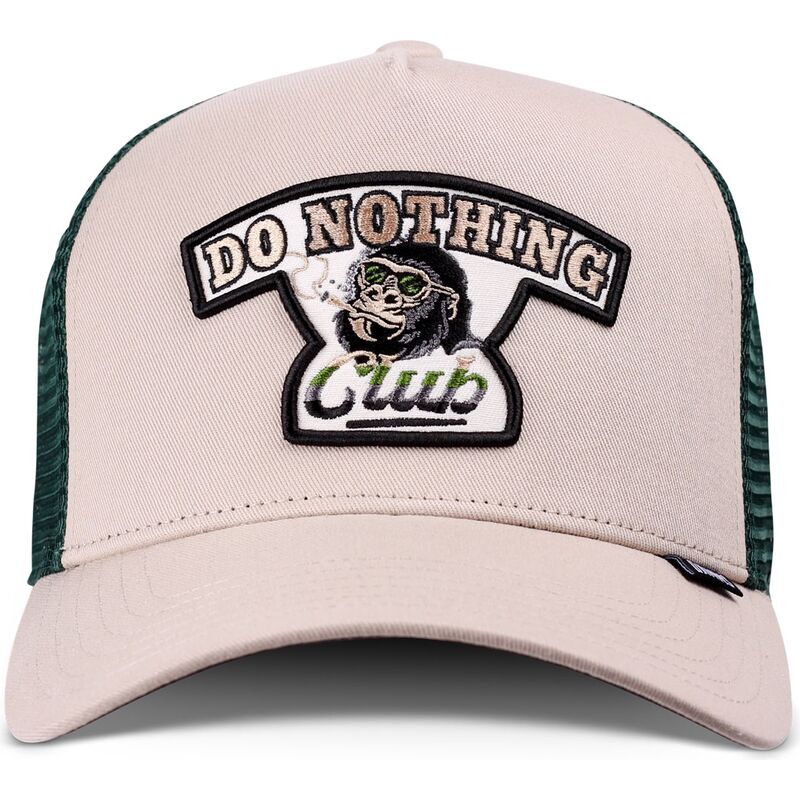 trucker-cap-khaki-und-grun-hft-do-nothing-club-gorilla-von-djinns