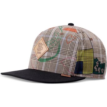 Djinns Flat Brim Crinklecheck Grey and Black Snapback Cap