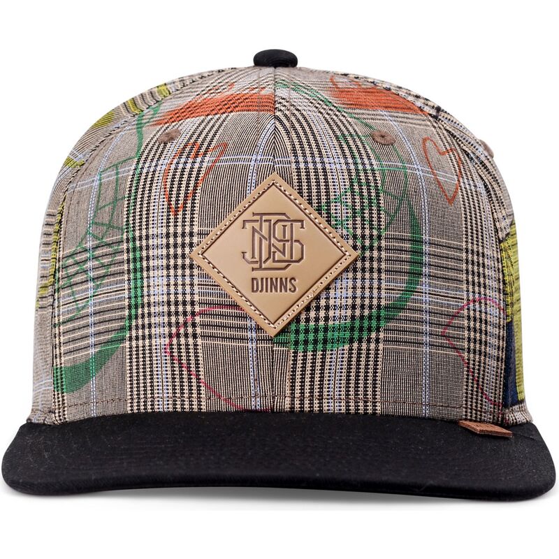 graue-und-schwarze-flatcap-snapback-crinklecheck-von-djinns