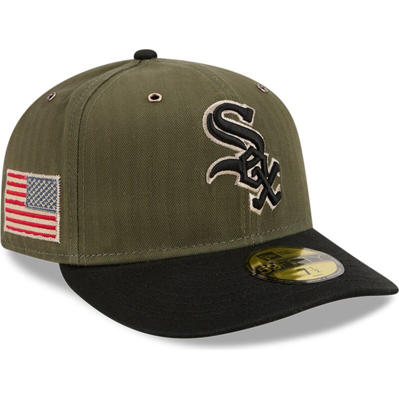 grune-gebogene-verstellbare-59fifty-pre-curved-american-herringbone-kappe-der-chicago-white-sox-mlb-von-new-era