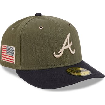 Gorra curva verde ajustada 59FIFTY Pre-Curved American Herringbone de Atlanta Braves MLB de New Era