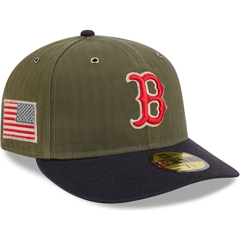 grune-gebogene-verstellbare-59fifty-pre-curved-american-herringbone-kappe-der-boston-red-sox-mlb-von-new-era