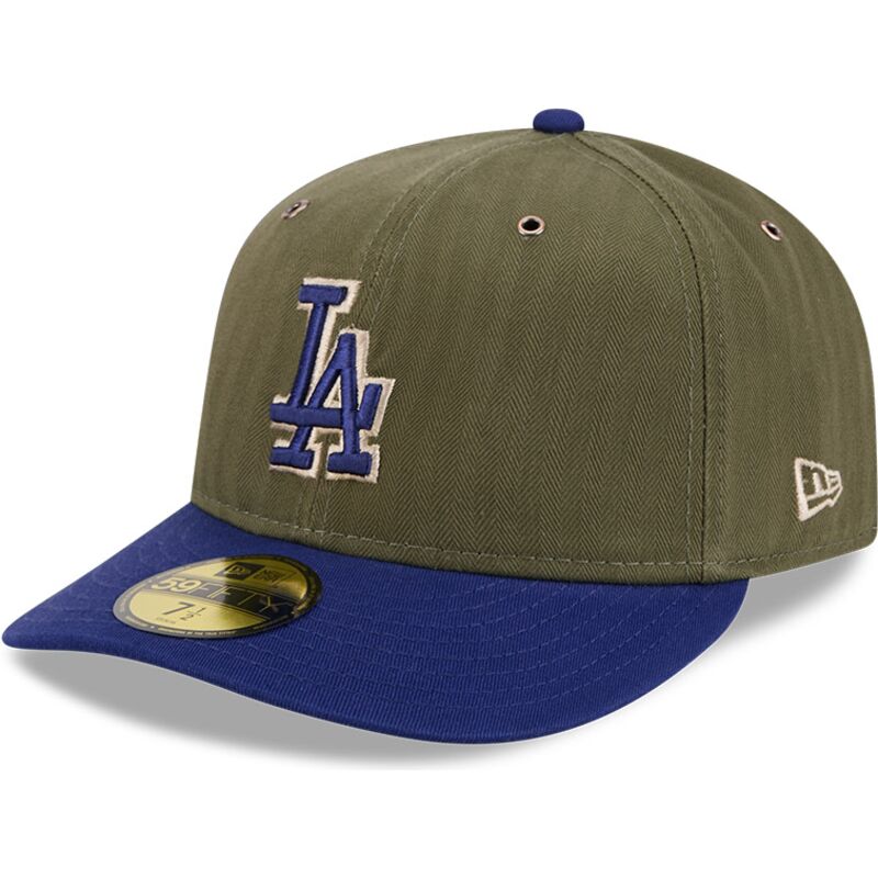 grune-gebogene-verstellbare-59fifty-pre-curved-american-herringbone-kappe-der-los-angeles-dodgers-mlb-von-new-era