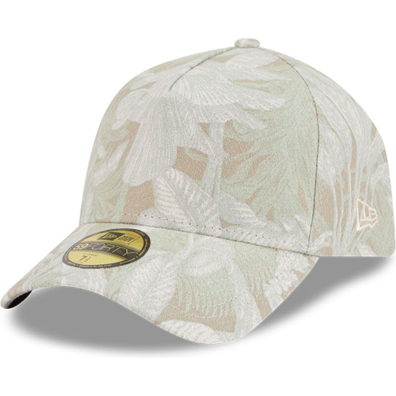 beige-gebogene-verstellbare-59forty-a-frame-leafy-palm-kappe-von-new-era
