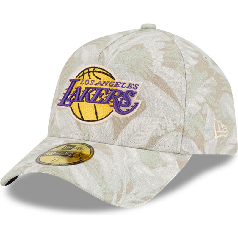 beige-gebogene-verstellbare-59forty-a-frame-leafy-palm-kappe-der-los-angeles-lakers-nba-von-new-era
