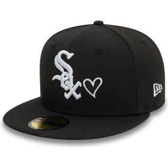 New Era Flat Brim 59FIFTY Heart Icon Chicago White Sox MLB Black Fitted Cap