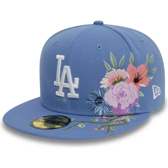 Gorra plana azul ajustada 59FIFTY Floral de Los Angeles Dodgers MLB de New Era