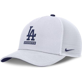 Weiße Trucker-Kappe mit blauem Logo Primetime Dri-Fit Rise Structured der Los Angeles Dodgers MLB von Nike