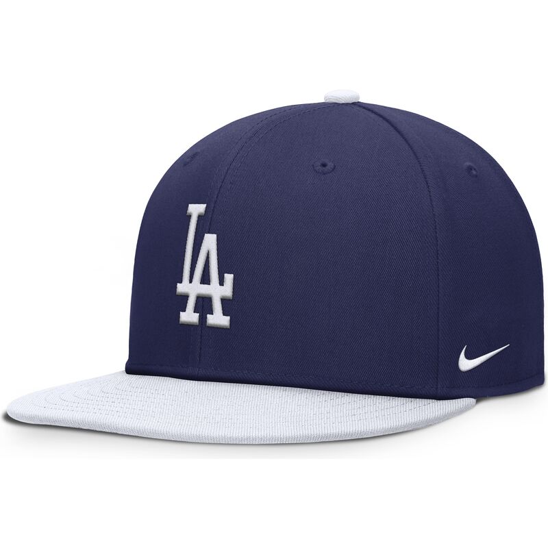 blau-weisse-flache-snapback-kappe-fur-kinder-dri-fit-pro-structured-square-bill-der-los-angeles-dodgers-mlb-von-nike