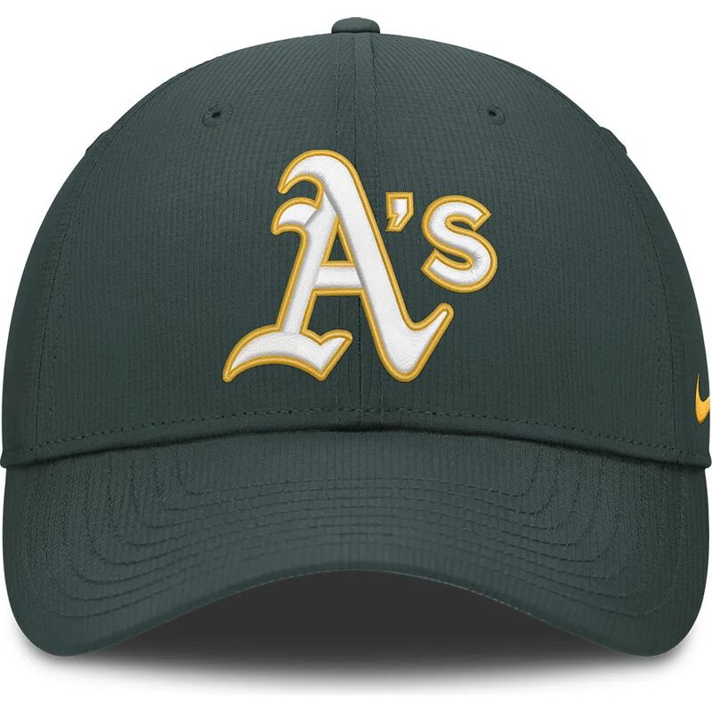 grune-verstellbare-gebogene-kappe-club-structured-uv-poly-ripstop-von-oakland-athletics-mlb-von-nike