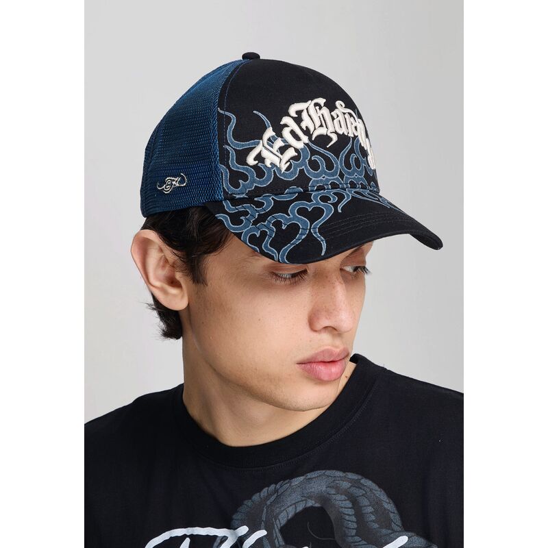 cepur-izliekta-truckeris-melns-snapback-flaming-no-ed-hardy