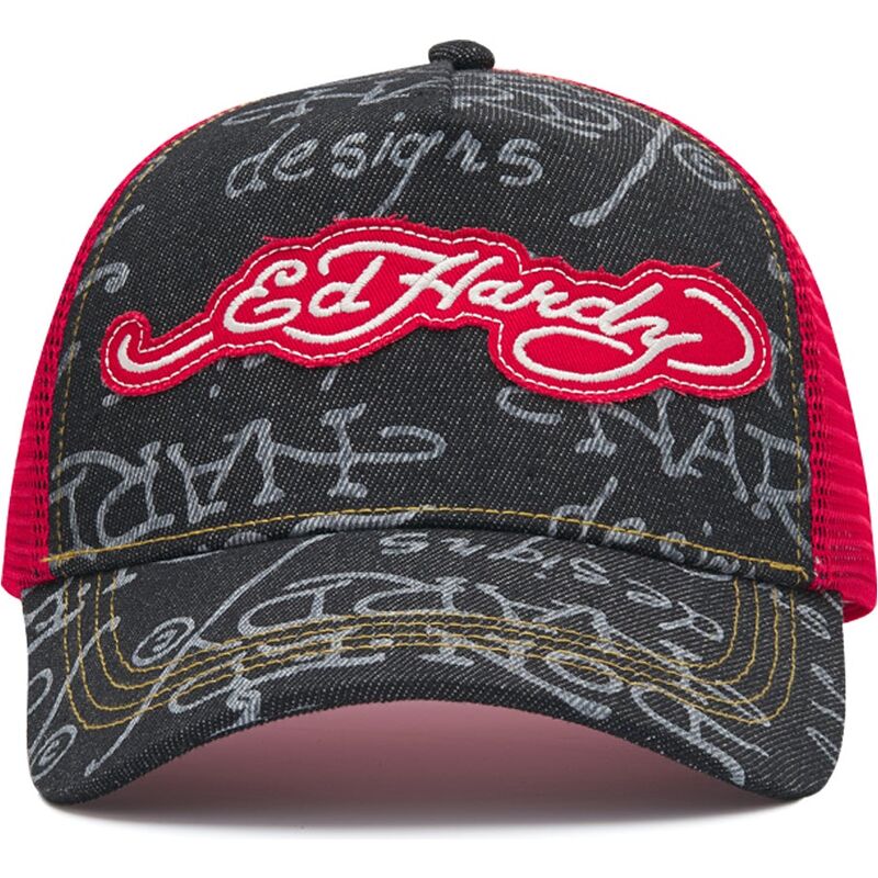 cepur-izliekta-truckeris-melns-snapback-don-denim-no-ed-hardy