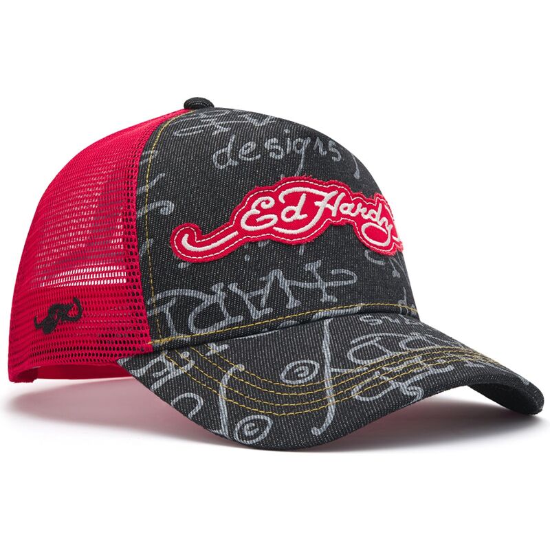 cepur-izliekta-truckeris-melns-snapback-don-denim-no-ed-hardy