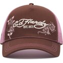 cepur-izliekta-truckeris-bruns-snapback-rosa-skull-and-roses-no-ed-hardy