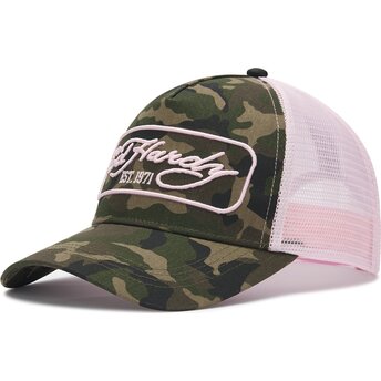 Cepur izliekta truckeris maskēšanas snapback rosa 1971 no Ed Hardy