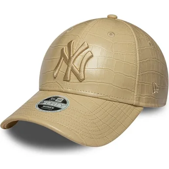 Cepur izliekta bēšs regulējams 9FORTY PU Pattern no New York Yankees MLB no New Era