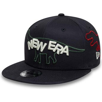 Cepur plakana tumši zils snapback bērniem 9FIFTY Dino no New Era