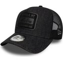 cepur-izliekta-truckeris-melns-snapback-a-frame-patch-denim-no-new-era