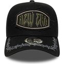 cepur-izliekta-truckeris-melns-snapback-e-frame-distressed-patch-no-new-era