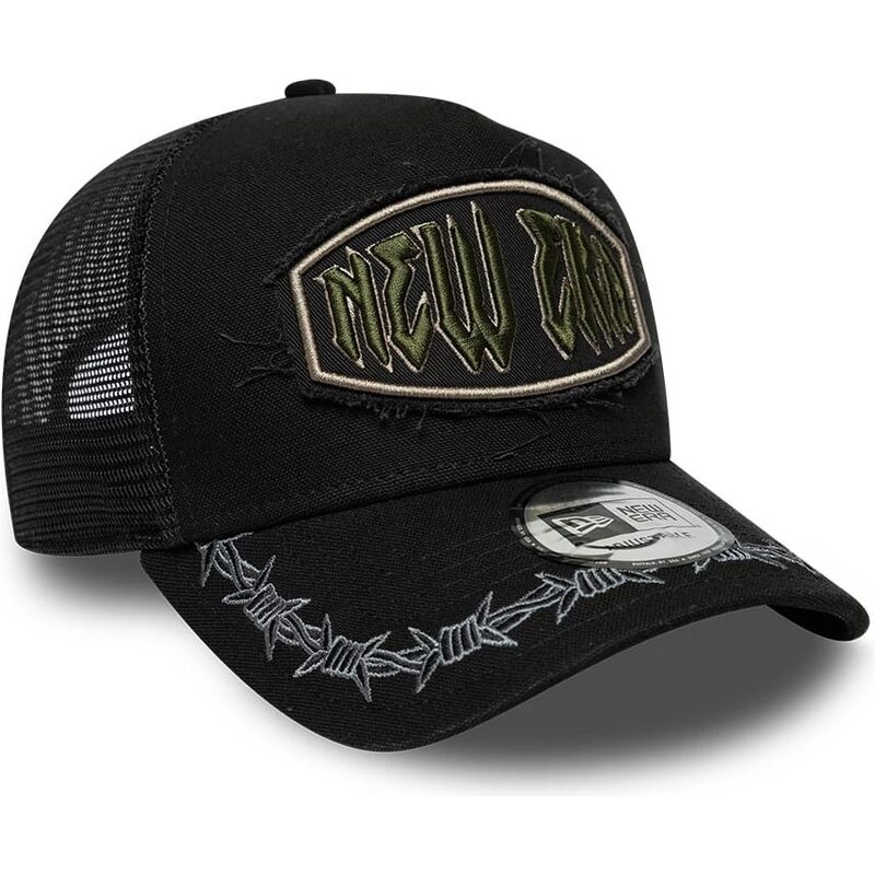 cepur-izliekta-truckeris-melns-snapback-e-frame-distressed-patch-no-new-era