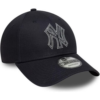 Cepur izliekta tumši zils regulējams 9FORTY Metallic Outline no New York Yankees MLB no New Era
