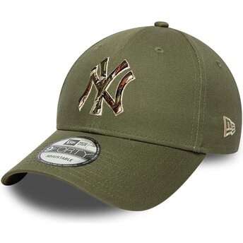 Cepur izliekta zaļš regulējams 9FORTY Outline Camo no New York Yankees MLB no New Era