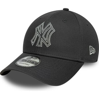 Cepur izliekta pelēks regulējams 9FORTY Metallic Outline no New York Yankees MLB no New Era