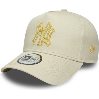 Cepur izliekta bēšs snapback dorado E Frame Metallic Outline no New York Yankees MLB no New Era