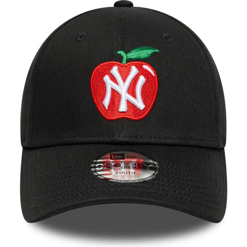 cepur-izliekta-melns-regulejams-berniem-9forty-fruit-icon-apple-no-new-york-yankees-mlb-no-new-era
