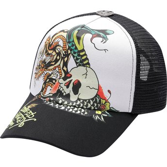 Cepur izliekta truckeris melns snapback Snake And Skull no Ed Hardy