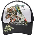 cepur-izliekta-truckeris-melns-snapback-snake-and-skull-no-ed-hardy
