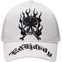 cepur-izliekta-truckeris-balts-snapback-gothic-skull-in-flames-no-ed-hardy