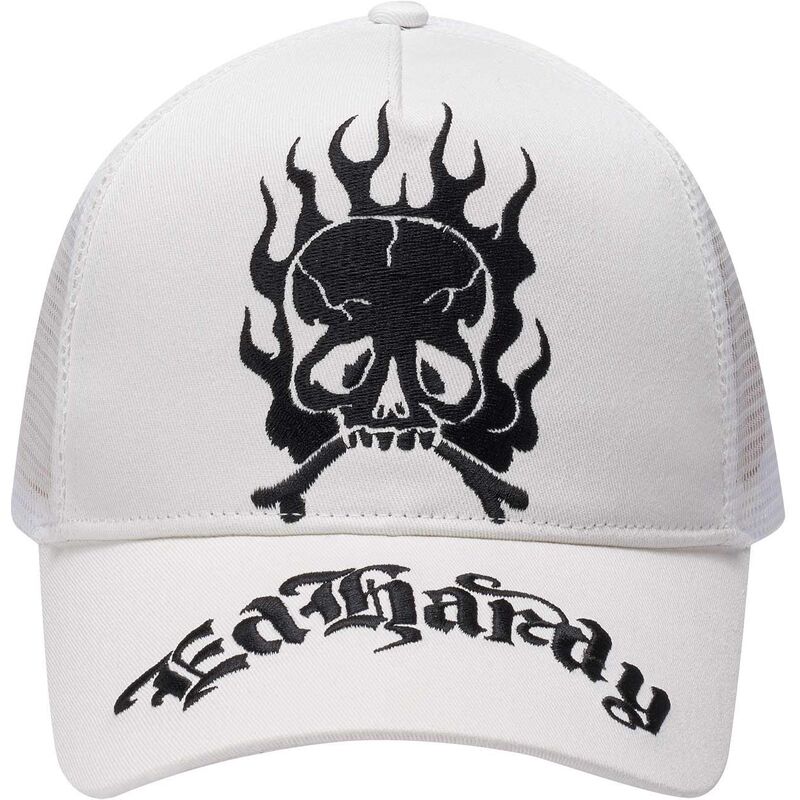 cepur-izliekta-truckeris-balts-snapback-gothic-skull-in-flames-no-ed-hardy