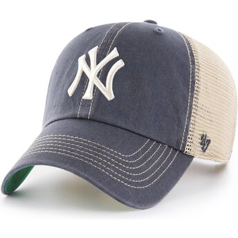 Cepur izliekta truckeris pelēks snapback Clean Up Trawler Vintage Navy no New York Yankees MLB no 47 Brand