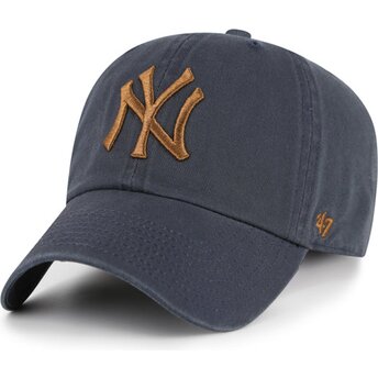 Cepur izliekta pelēks regulējams Clean Up Contrast Vintage Navy no New York Yankees MLB no 47 Brand