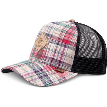 Cepur izliekta truckeris daudzkrāsains snapback HFT Patch Check Red no Djinns