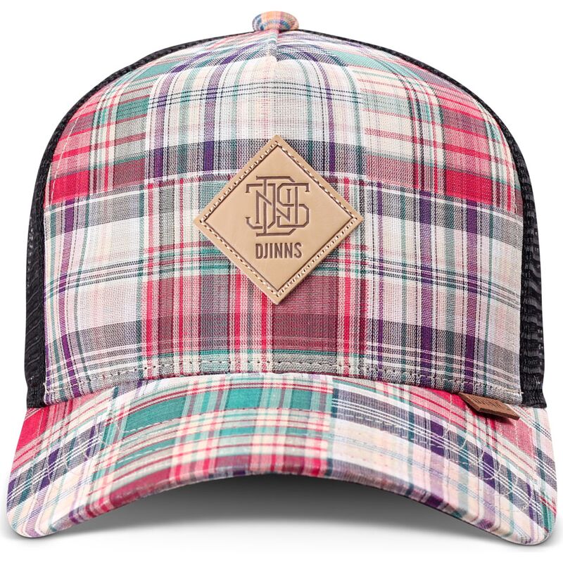 cepur-izliekta-truckeris-daudzkrasains-snapback-hft-patch-check-red-no-djinns