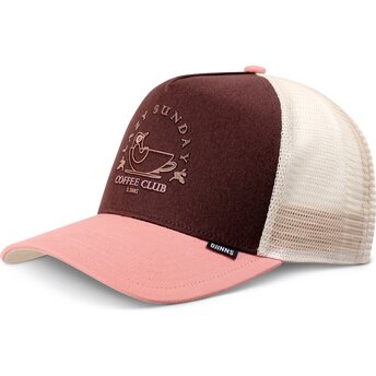Cepur izliekta truckeris brūns snapback rosa HFT Lazy Bird no Djinns